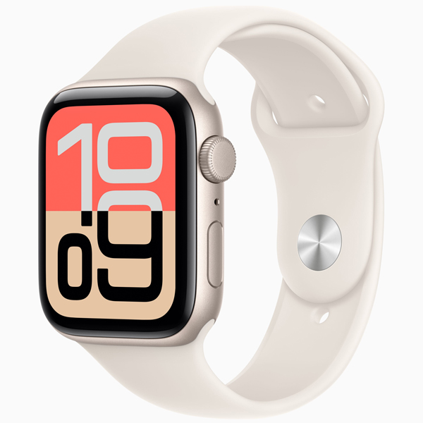 ساعت اپل اس ای 3 Apple Watch SE3 Starlight Aluminum Case with Starlight Band 44mm، ساعت اپل اس ای 3 بدنه آلومینیومی استارلایت و بند اسپرت استارلایت 44 میلیمتر
